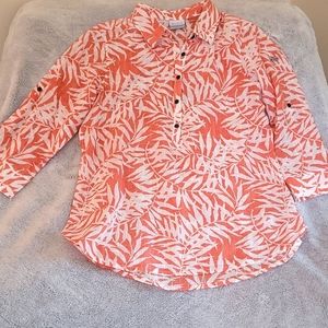 COLUMBIA lightweight Tunic top, sz L.  Cute vine print, muted orange and…